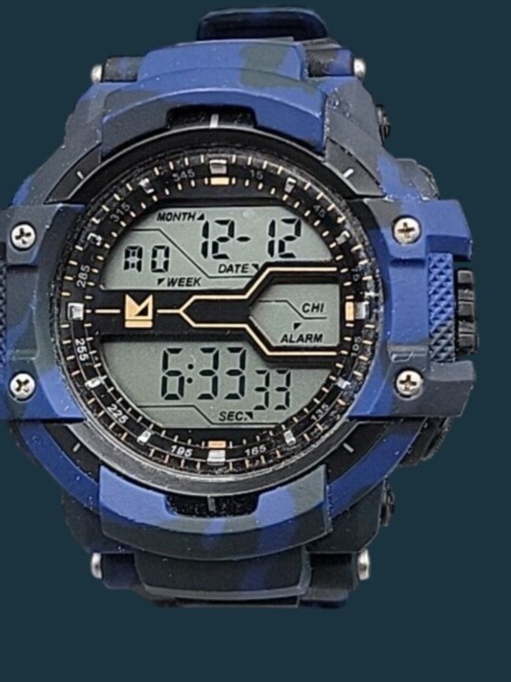 Primark Mens Digital Watch 9" Blue Silicone Band 54mm Multifunction Dial - Picture 2 of 12